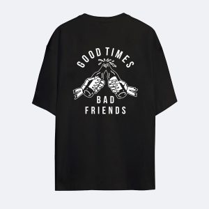 Unisex Oversize Siyah Good Tımes T-shirt
