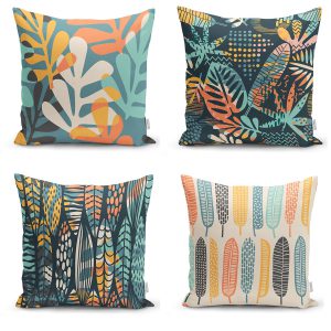 4'lü Dijital Baskılı Özel Tasarım Dekoratif Yastık Kırlent Kılıfı