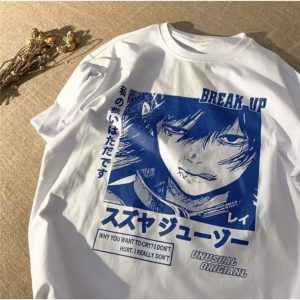 Anime Break Up Beyaz (UNİSEX) T-shirt