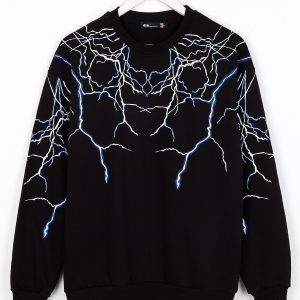 Yıldırım Oversize Siyah Unisex Sweatshirt