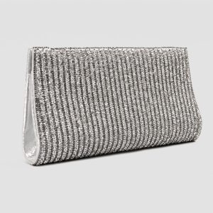 Vicky Gümüş Taşlı Çizgili Abiye Çanta