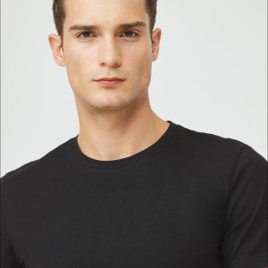Erkek Siyah Slim Fit %100 Pamuk Bisiklet Yaka T-shirt E0010