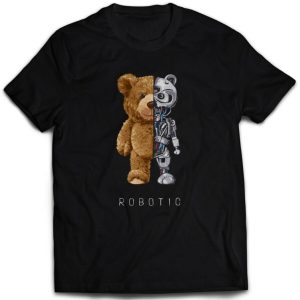Zokawear Oversize Unisex Siyah Bear Robotic Tişört