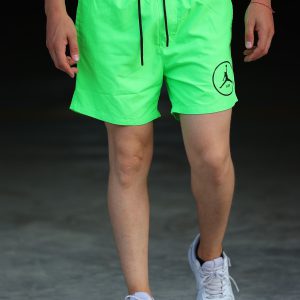 Erkek Neon Yeşil Hızlı Kuruyan Su Itici Deniz Şortu Mayo