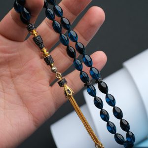 Unisex Mavi Siyah Hareli Zirkon Gümüş Tasarım Ateş Keh