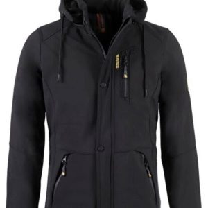 Erkek Siyah Kapüşonlu Softshell Su Ve Rüzgar Geçirmez C