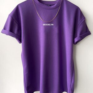 Blacksokak Erkek Mor Brooklyn Baskılı Tshirt