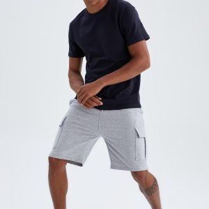 Erkek Gri Regular Fit Kargo Cepli Bermuda Şort W2467AZ21HS