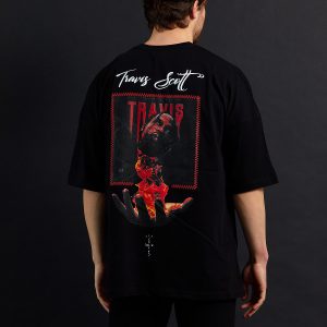 Travis Scott Cactusjack Alevli Baskılı Oversıze Kadın V