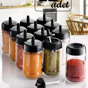 12 Adet Kapağı Kendinden Kaşıklı Baharatlık Seti - (3