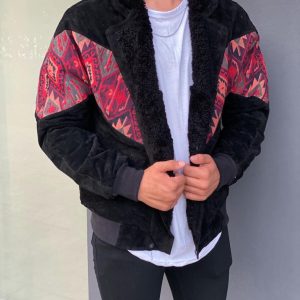 Unisex Özel Dikim Eski Kilim Desen Bomber Vintage Mont