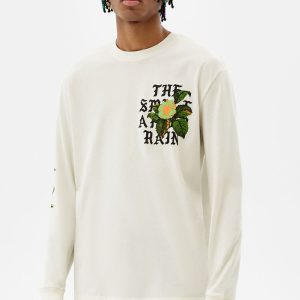 Uzun Kollu Kabartma Çiçek Baskılı T-shirt