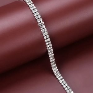 Two Row Rhinestone Kristal Taşlı Bileklik