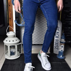 Erkek Lacivert Skinny Fit Bilek Boy Pantolon