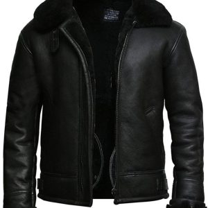 Yakası Kürklü Siyah Erkek Mont