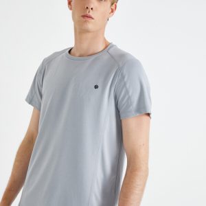 Erkek Gri Bisiklet Yaka T-Shirt