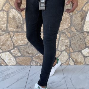 Erkek Jeans Skinny Fit Likralı Antrasit Tırnaklı