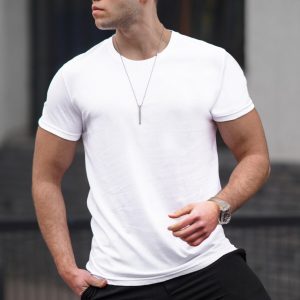 Erkek Beyaz Baskılı T-Shirt - 3006