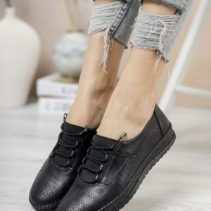 0916 Hakiki Deri Lastikli Günlük Kadın Ayakkabı