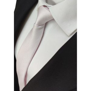 Toz Pembe Renginde Armürlü Dokuma Kravat Ve Mendil