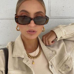 Chunky Frame Vintage Leopar Güneş Gözlüğü