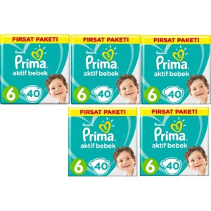 Aktif Bebek 6 Beden 200 Adet Ekstra Large  Bebek Bezi