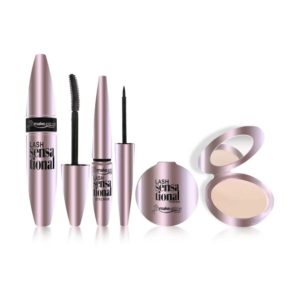 3'lü Long Sansation Suya Dayanıklı Maskara Eyeliner Pudr