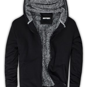 Erkek SİYAH İçi Kürklü Kapüşonlu Slim Fit Sweatshirt 575708