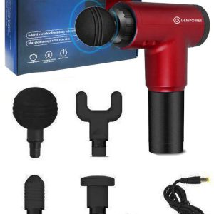 Titreşimli Masaj Tabancası 4 Başlıklı Kırmızı