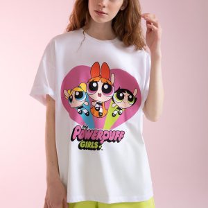 Coool Powerpuff Girls Lisanslı Oversize Fit Bisiklet Yaka