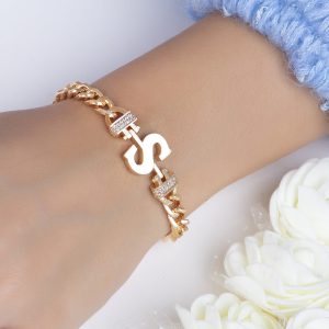 Zirkon Taşlı Tasarım Harf Bileklik S