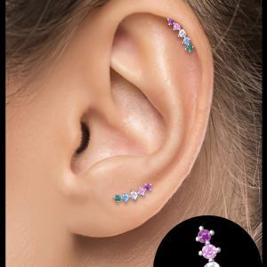 Cerrahi Çelik Kıkırdak Helix Tragus Piercing Renkli 5 Ta