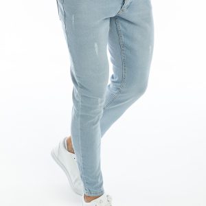Erkek Jeans Skinny Fit Likralı Açık Buz Mavi Tırnaklı