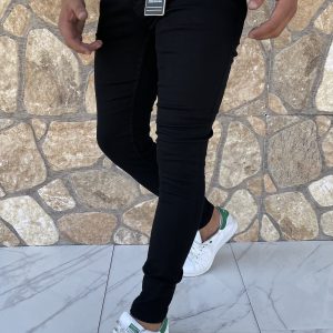 Erkek Jeans Skinny Fit Likralı Düz Siyah