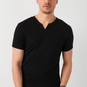 % 100 Pamuklu V Yaka T Shirt Erkek T SHİRT 5902122