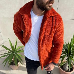 Erkek Kiremit Peluş Ceket