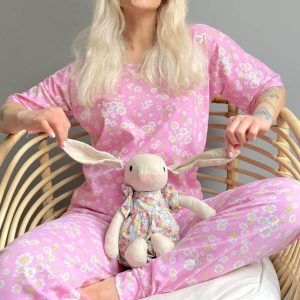 Chamomile Baskılı Kısa Kollu Kadın Pijama Takımı