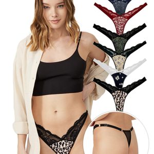 Dantelli Lazer Kesim Desenli Kadın Tanga Külot 6'lı Paket