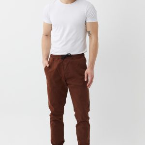 Erkek Kahverengi Paça Lastikli Jogger Pantolon