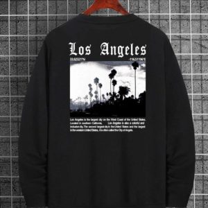 Unisex Siyah Los Angeles Baskılı Oversize Sweatshirt