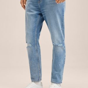 Yırtık Detaylı Tappered Jean