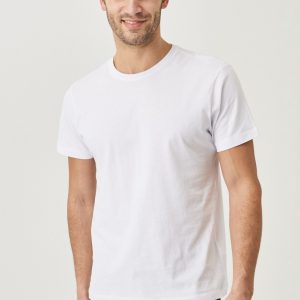 Erkek Beyaz Slim Fit Bisiklet Yaka %100 Pamuk Kısa Kollu T