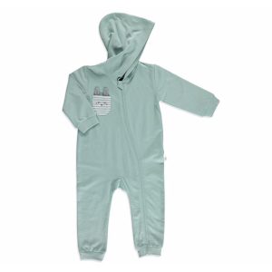 Unisex Bebek Mint Yeşili Tavşanlı Kapüşonlu Tulum