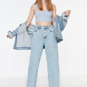Açık Mavi Yüksek Bel Wide Leg Jeans TWOSS21JE0024