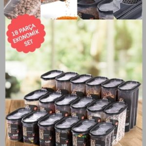 18 Li Sızdırmaz Kapaklı Erzak Saklama Kabı Seti 1200 ml