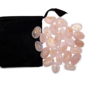 25 TAŞLI PEMBE KUVARS İÇİNDE CELTIC RUNES