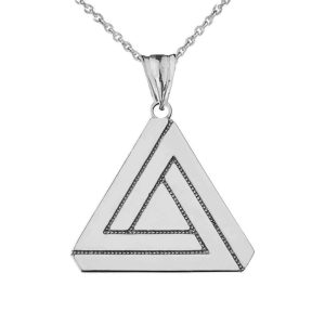 Unique Impossible (Penrose) Triangle Charm Pendant Necklace