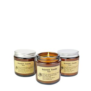 Bakhory Rose Scented Candles Gift Set Of 3, 100% Soy wax, A