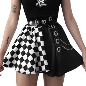 Women's Gothic Kawaii Skirt Short A-line Flare Goth Mini Pl