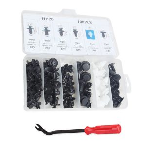 100Pcs Assorted Car Body Plastic Push Retainer Pin Rivet Fa
